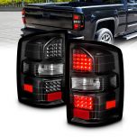 AmeriLite for 2014-2018 GMC Sierra 1500 2500HD 3500HD Clear Black LED Replacement Tail Lights Assembly Pair - Driver and Passenger Side