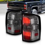 AmeriLite for 2014-2018 GMC Sierra 1500 2500HD 3500HD Smoke LED Replacement Tail Lights Assembly Pair - Driver and Passenger Side