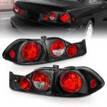AmeriLite 1998-2000 4 Door Replacement Brake Taillights Black Set For 98-00 Honda Accord - Passenger and Driver Side
