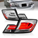 AmeriLite Chrome LED Bar Brake Replacement Tail Lights Set For 2013-2015 Honda Civic 4 Door - Passenger and Driver Side