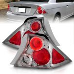 AmeriLite Euro Chrome Replacement Taillights Halo For 2 Door Honda Civic - Passenger and Driver Side