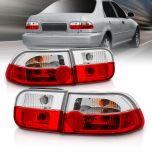 AmeriLite 2/4 Door Replacement Brake Trunk Taillights Red/Clear Set For 92-95 Honda Civic - Passenger and Driver Side
