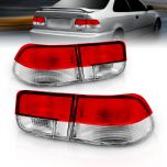 AmeriLite 2 Door Coupe Taillights Housing 4 Pieces Red/Clear For Honda Civic - Passenger and Driver Side