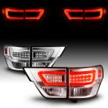 AmeriLite for 2011-2013 Jeep Grand Cherokee WK2 LED Tube Chrome Replacement Tail Lights Assembly Set  - Passenger and Driver Side