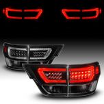 AmeriLite for 2011-2013 Jeep Grand Cherokee WK2 LED Tube Black Replacement Tail Lights Assembly Set  - Passenger and Driver Side