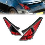 AmeriLite for 2003-2005 350Z LED Black Replacement Tail Light Brake Lamp Set - Passenger and Driver Side