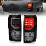 AmeriLite Replacement for 2007-2013 Toyota Tundra Pickup Smoke Black LED C-Type Tube Taillights Pair - Passenger and Driver Side