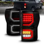 AmeriLite for 2007-2013 Toyota Tundra Pickup Dark Black [Full LED] Dual C-Type Tube Replacement Tail lights Brake Lamp