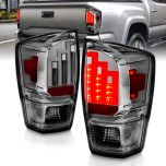 AmeriLite for 2016-2022 Toyota Tacoma Pickup Truck LED Tube Parking Lamp Smoke Chrome Tail Lights Assembly - Driver and Passenger Side