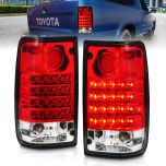 AmeriLite Red/Clear LED Tail Lights For 89-95 Toyota Pickup - Passenger and Driver Side Include Bulb Harness