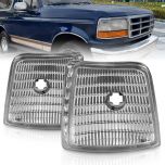AmeriLite for 1992-1996 Ford F150 F250 Bronco OE Crystal Chrome Replacement Sider Marker Light - Passenger and Driver Side