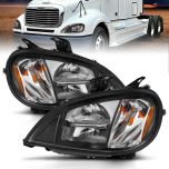 AmeriLite for 1996-2008 Freightliner Columbia Heavy Truck Black Hi-Power LED High/Low Beams Replacement Headlights Assembly - Driver and Passenger Side