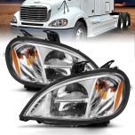 AmeriLite for 1996-2008 Freightliner Columbia Heavy Truck Chrome Hi-Power LED High/Low Beams Replacement Headlights Assembly - Driver and Passenger Side