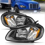 AmeriLite for 2002-2019 Freightliner M2 Reflection LED Main Beam Black Replacement Headlight Pair - Passenger and Driver Side