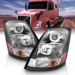 AmeriLite For Volvo VN/VNL Series Chrome Projector Headlights Pair High/Low Beam Bulb Included