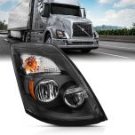 AmeriLite Pssenger Side for Volvo 2004-2018 VNL & 2015-2018 VNX Black [6000K Extreme LED High Low Beam] Replacement Headlights