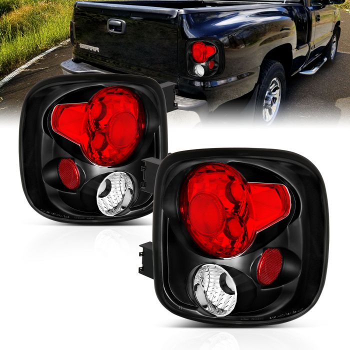 AmeriLite for 2004-2012 Chevy Colorado GMC Canyon Black C-Type LED Tube  Tail Lights Pair - Passenger and Driver Side