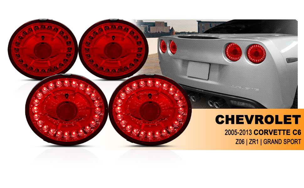 AmeriLite L.E.D Taillights All Red for Chevy Corvette/Covette Z06 Passenger and Driver Side 