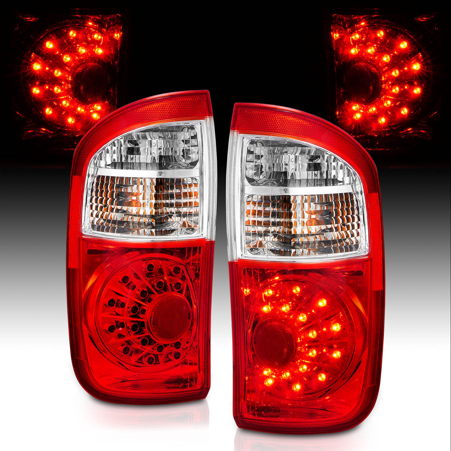 Super Bright LED Reverse For 04-06 Tundra Double Cab Red Smoke Tail Brake Lamp 