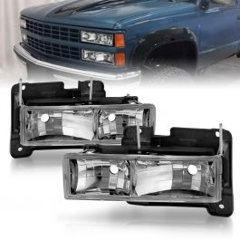 AmeriLite Replacement Parking Turn Signal Lights Black Pair for 88-98 Chevy Full Size Passenger and Driver Side 