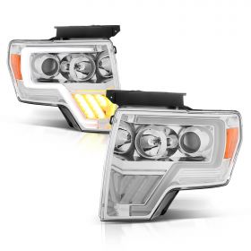 FORD F-150 09-13 PROJECTOR PLANK STYLE G2 H.L. CHROME AMBER
