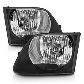 AmeriLite G2 Black Main High/Low Beam Replacement Headlights For 1997-2003 Ford F-150 - Passenger and Driver Side