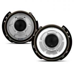 AmeriLite 7" inch LED Halos Projector Headlight Pair for 07-17 Jeep Wrangler - Driver and Passenger Side