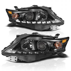AmeriLite Black Projector Replacement Headlights LED Bar Set For Lexus RX350 - Passenger and Driver Side