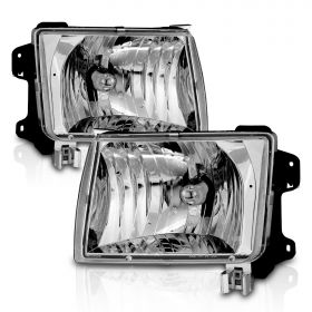 AmeriLite for Nissan 1998-2000 Frontier / 2001 Xterra Crystal Clear Replacement Headlights Pair - Passenger and Driver Side
