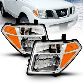 AmeriLite Chrome Replacement Headlight Set For 05-08 Frontier / 05-07 Pathfinder - Driver and Passenger