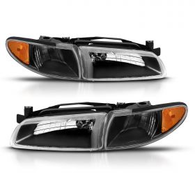 AmeriLite Headlights With C.L Black Amber For Pontiac Grand Prix - Passenger and Driver Side
