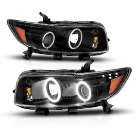 AmeriLite Black Projector Headlights Ultra Bright LED Halo For Scion Xb - Passenger and Driver Side