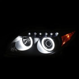 AmeriLite Black Projector Headlights Ultra Bright LED Halo For Scion Tc - Passenger and Driver Side