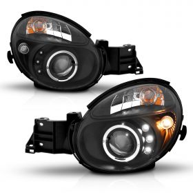 AmeriLite Projector Headlights Halo Black For Impreza - Passenger and Driver Side