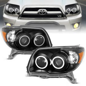 Passenger and Driver Side AmeriLite Black Replacement Headlights w/ Corner Lamp Bracket For 96-98 Toyota 4 Runner SUV N180 
