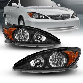 AmeriLite OE-Style Black Replacement Headlights For 2002-2004 Toyota Camry - Passenger and Driver Side