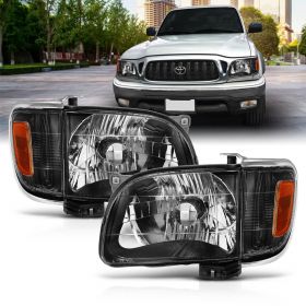 AmeriLite Black Replacement Headlights Assembly Corner Lamp Set For 2001-2004 Toyata Tacoma - Passenger and Driver Side