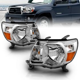AmeriLite OE Style Chrome Replacement Headlights Pair for 05-11 Toyota Tacoma Pickup - Passenger and Driver Side