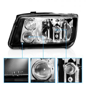 AmeriLite Headlights Black(W/ Fog Lights) For Volkswagan Jetta - Passenger and Driver Side