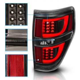 AmeriLite Black LED Light Bar Replacement Tail lights Set For 09-14 Ford F-150 - Passenger and Driver Side