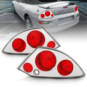 AmeriLite Chrome Replacement Brake Taillights Set For 2000-2005 Mitsubishi Eclipse - Passenger and Driver Side