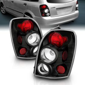 AmeriLite 5 Door Taillights Black For Mazda Protege - Passenger and Driver Side
