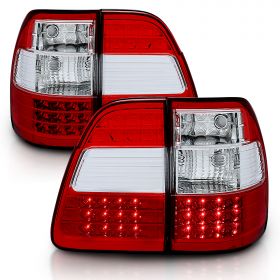 AmeriLite Red/Clear LED Replacement Brake Tail Lights Set For 98-05 Toyota Land Cruiser - Passenger and Driver Side