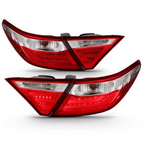 AmeriLite Red Clear LED Parking Light Bar LED Brake Tail Lights Pair For 2015-2016 Toyota Camry 4Dr Sedan