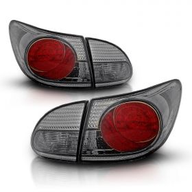 AmeriLite Smoke LED Tail Light Pair 4 Pcs Set for Toyota Corolla - Driver and Passenger Side