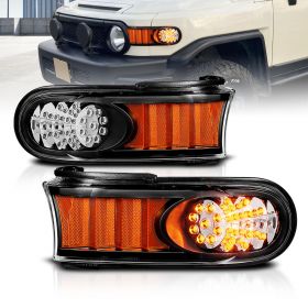 AmeriLite Black Parking Lights For Toyota Fj Cruiser - Passenger and Driver Side