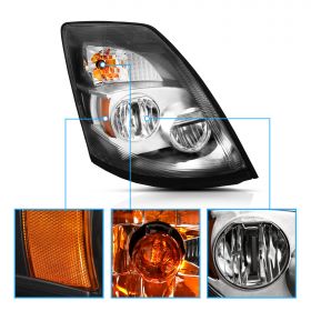 AmeriLite for Volvo 2004-2018 VNL & 2015-2018 VNX Chrome [6000K Extreme LED High Low Beam] Replacement Headlights - Right Pssenger Side