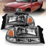 AmeriLite Chrome Replacement Headlights Corner/Parking Sets For Dodge Dakota/Durango Driver and Passenger Side