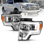 AmeriLite Chrome Projector Headlights For Ford F150 (Pair) High/Low Beam Bulb Included