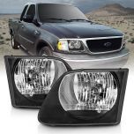 AmeriLite G2 Black Main High/Low Beam Replacement Headlights For 1997-2003 Ford F-150 - Passenger and Driver Side